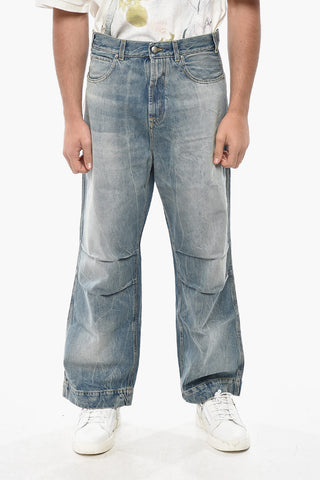Jeans Y2K a Gamba Ampia Effetto Whiskering 27cm