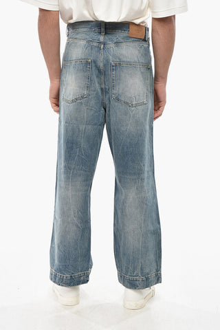 Jeans Y2K a Gamba Ampia Effetto Whiskering 27cm
