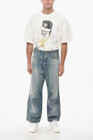 Jeans Y2K a Gamba Ampia Effetto Whiskering 27cm