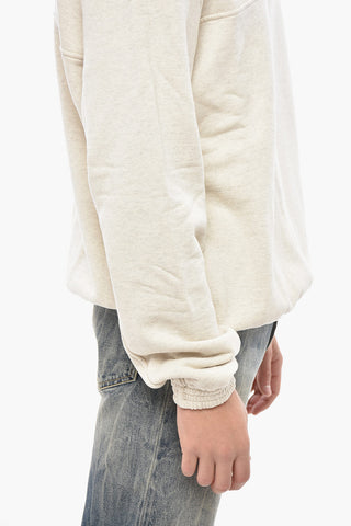 Felpa Mock Neck in Cotone Garzato con Half Zip