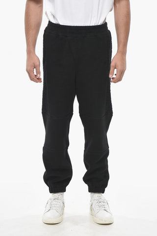 Solid Color Fleeced Joggers with Monogram Details