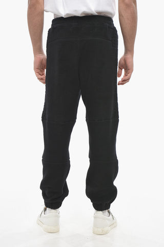 Solid Color Fleeced Joggers with Monogram Details