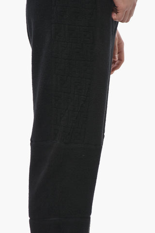 Solid Color Fleeced Joggers with Monogram Details
