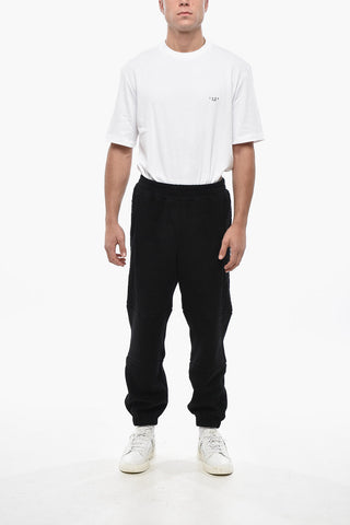 Solid Color Fleeced Joggers with Monogram Details