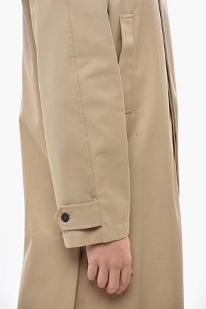 Solid-Color Trench Coat with Hidden Button Closure