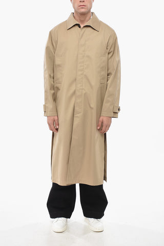 Trench Coat in Tinta Unita con Abbottonatura a Scomparsa