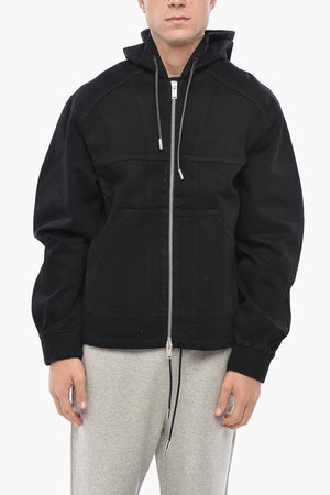 Denim Jacket with Front Zip and Hood