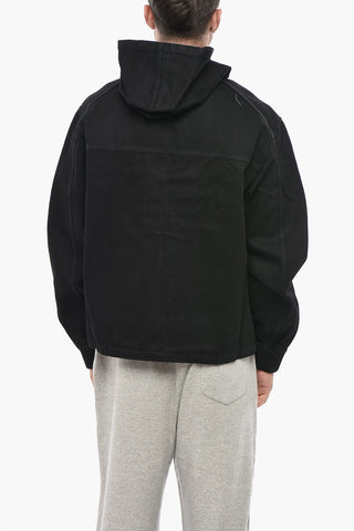 Denim Jacket with Front Zip and Hood