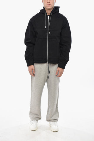 Denim Jacket with Front Zip and Hood
