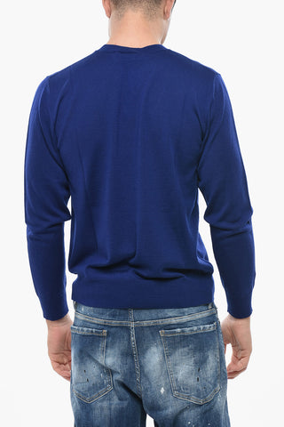 Pullover mit Rundhalsausschnitt aus Schurwolle mit geflocktem Logo