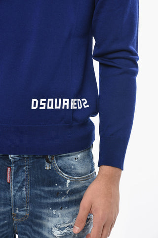 Pullover mit Rundhalsausschnitt aus Schurwolle mit geflocktem Logo