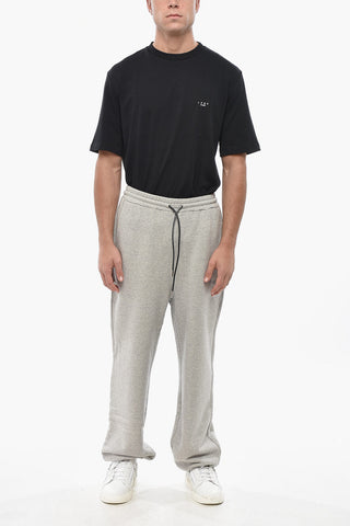 Baumwollfleece-Joggers mit gesticktem Logo und Bündchen