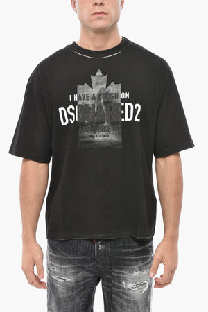 T-Shirt mit Rundhalsausschnitt aus Baumwolle CRUSH mit Reliefdruck