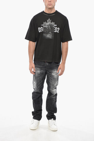 T-Shirt mit Rundhalsausschnitt aus Baumwolle CRUSH mit Reliefdruck
