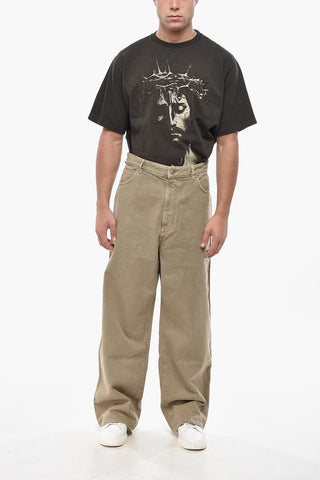 Jeans CHICAGO a Gamba Ampia con Patch in Suede 28cm