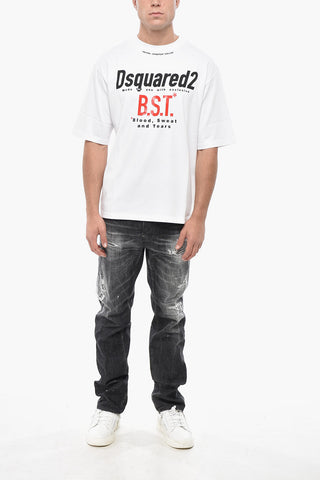 T-Shirt mit Rundhalsausschnitt aus Baumwolle BST mit Aufdruck