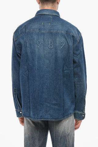 Dark Washed Denim Shirt with Snap Buttons