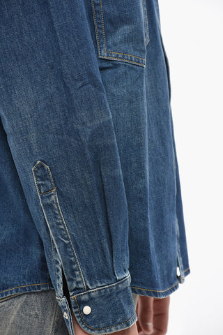 Dark Washed Denim Shirt with Snap Buttons