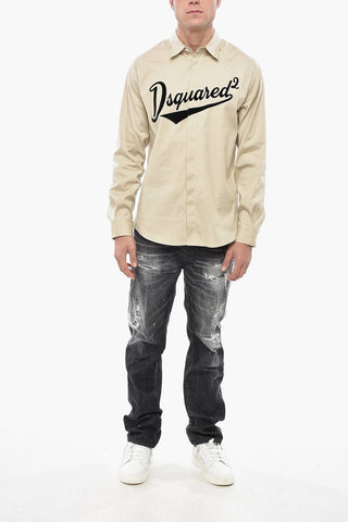 Dropped-Shoulder Shirt COLLEGE with Flocked Logo