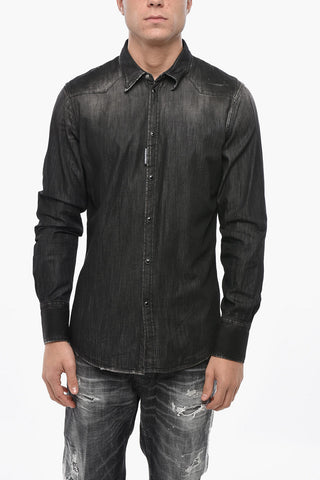 Camicia in Denim WESTERN con Bottoni a Pressione