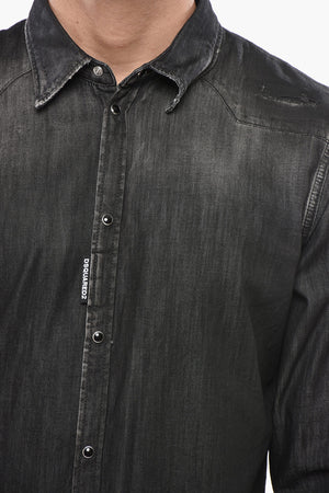Camicia in Denim WESTERN con Bottoni a Pressione