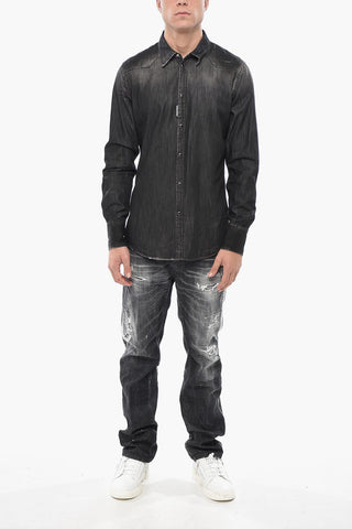 Camicia in Denim WESTERN con Bottoni a Pressione