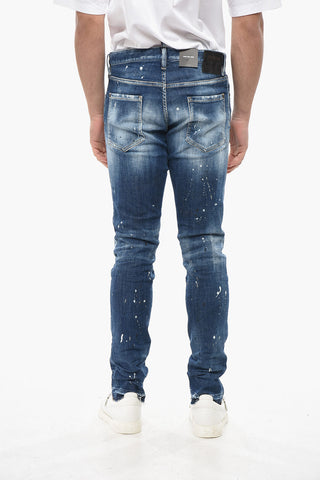 Skinny Cool Guy Fit Jeans with Leather Patches 15cm