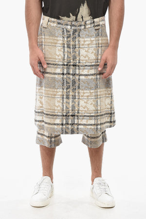Double-Fabric Midi Skirt with Tartan Pattern