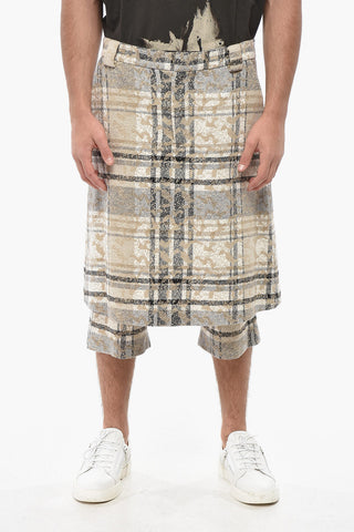 Double-Fabric Midi Skirt with Tartan Pattern