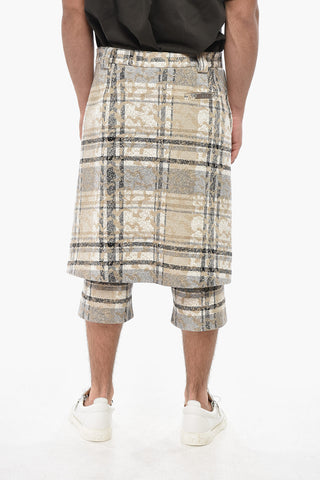 Double-Fabric Midi Skirt with Tartan Pattern