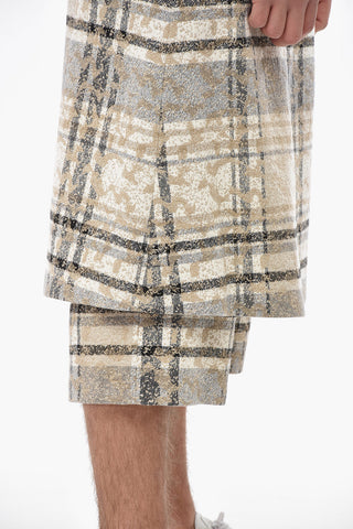 Double-Fabric Midi Skirt with Tartan Pattern
