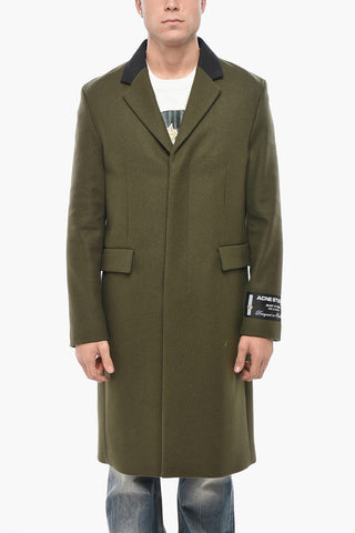Cappotto Monopetto in Misto Lana con Patch Logata