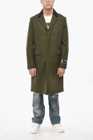 Cappotto Monopetto in Misto Lana con Patch Logata