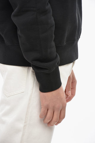 Felpa Girocollo in Cotone Garzato con Logo in Rilievo