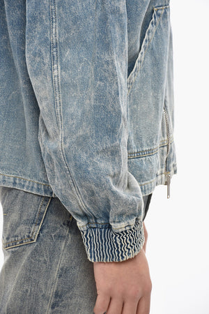 Denim Jacket with Front Zip and Hood