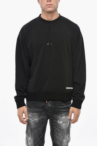 T-Shirt Girocollo Relaxed Fit con Bordi a Costine