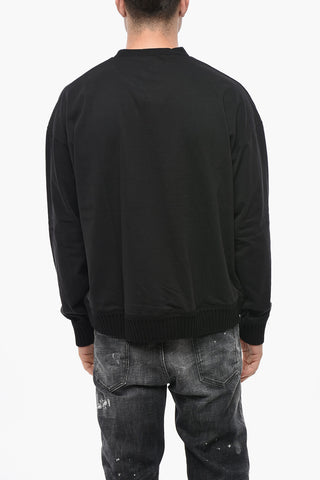 T-Shirt Girocollo Relaxed Fit con Bordi a Costine