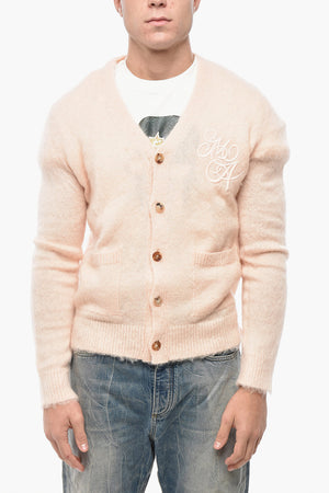 Uni-Cardigan SWIRL mit V-Ausschnitt und gesticktem Logo