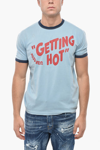 T-Shirt mit Rundhalsausschnitt GETTING HOT mit Kontrastbesatz