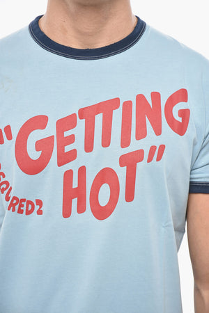 T-Shirt mit Rundhalsausschnitt GETTING HOT mit Kontrastbesatz