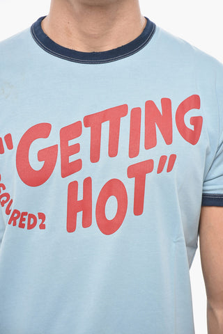 T-Shirt mit Rundhalsausschnitt GETTING HOT mit Kontrastbesatz