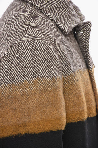 Wollmix-Mantel RANNER mit Color-Block-Design