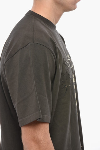 Crew Neck JESUS Cotton T-Shirt with Front Print