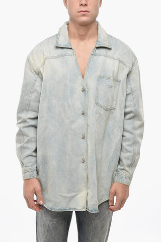 Overshirt aus hellem Denimm mit Brusttasche