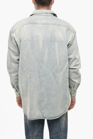 Overshirt aus hellem Denimm mit Brusttasche