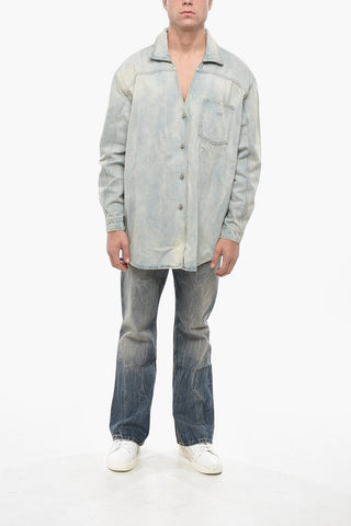 Overshirt aus hellem Denimm mit Brusttasche