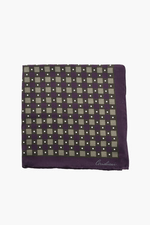 Bicolour Silk Pocket Square with Checks and Polka Dots