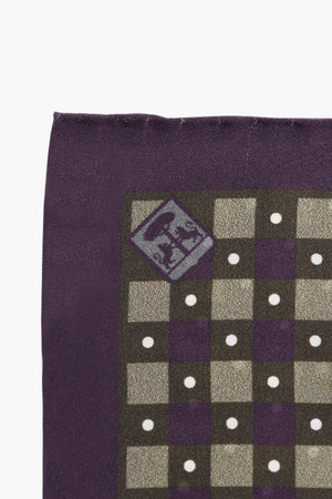 Bicolour Silk Pocket Square with Checks and Polka Dots