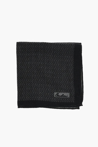 Two-Tone Wool and Silk Pocket Square with Chevron Pattern