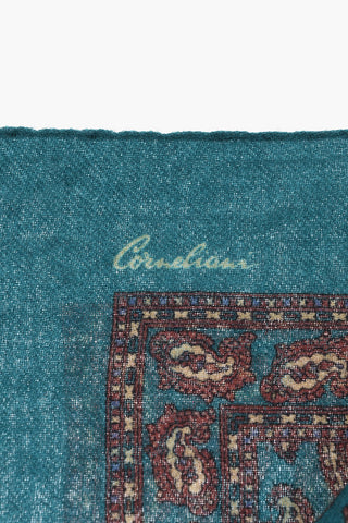 Wool Pocket Square with Paisley Pattern
